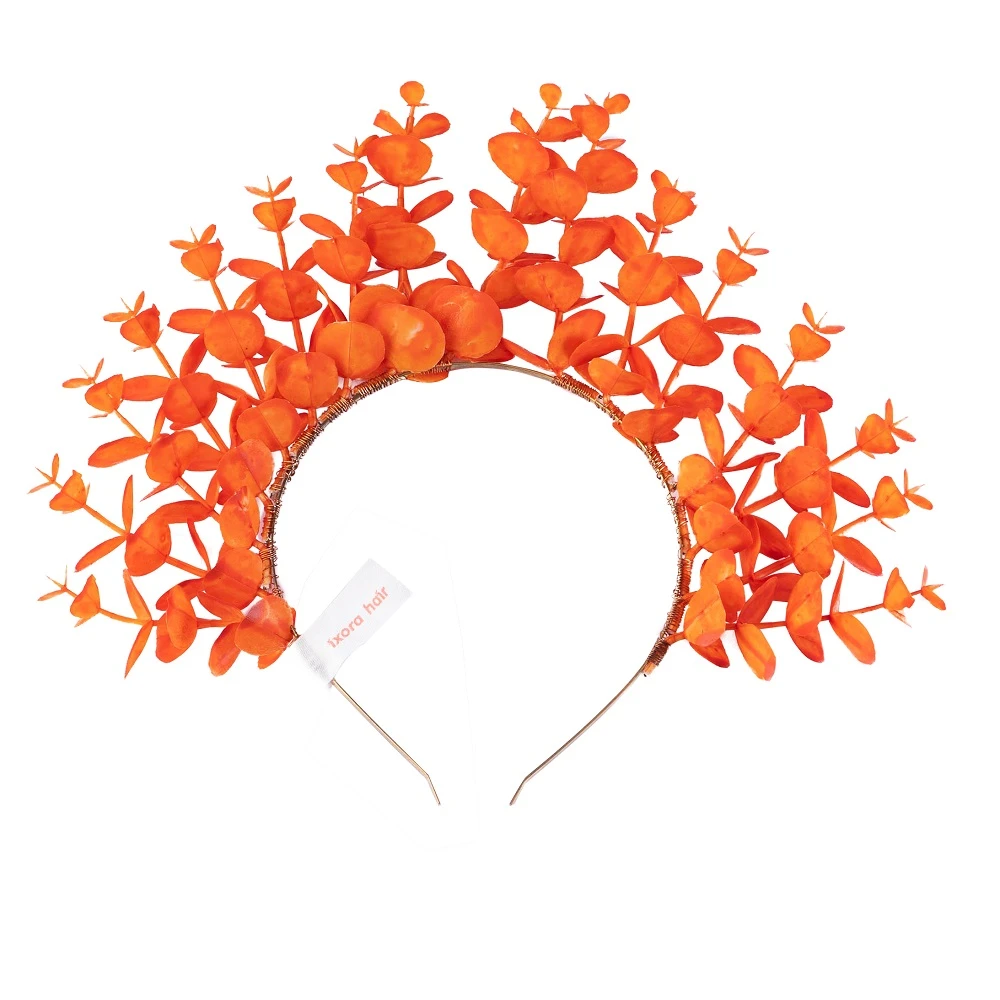 boho bohemian hair wreath alternative red orange