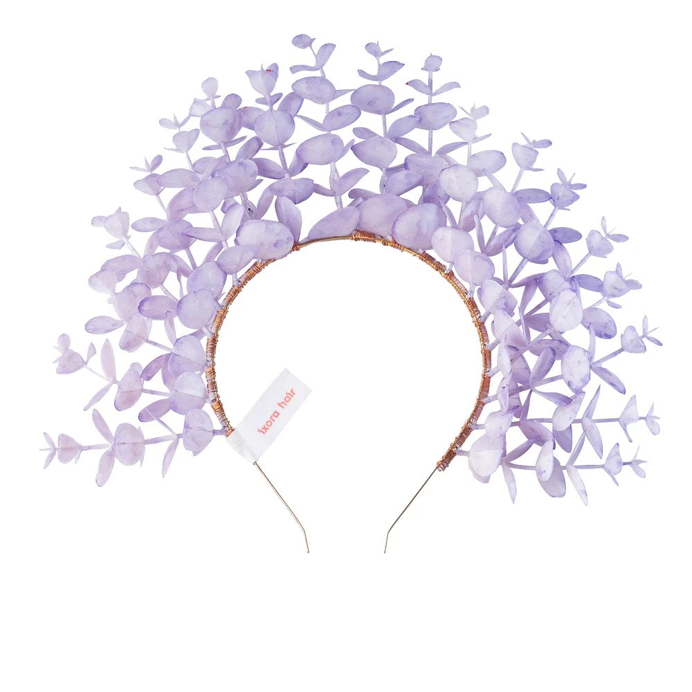 Unique purple Headpiece crown alternative bridal bridesmaid