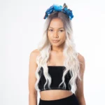 young model wearing wig for fun and party