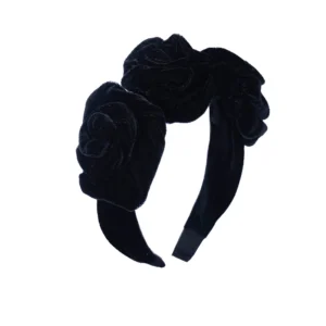 black velvet flower funeral gothic headband