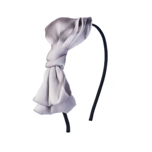 timeless grey ribbon bow satin headband