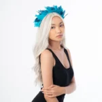 two tone blue 2024 race day goose feather headband fascinator