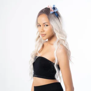 african american model wearing three colored bow headband